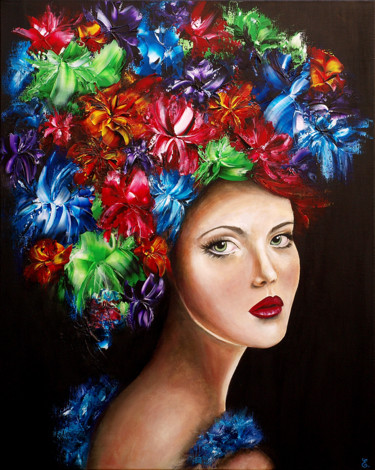 Картина под названием ""À fleur de peau"" - Estelle Barbet, Подлинное произведение искусства, Акрил