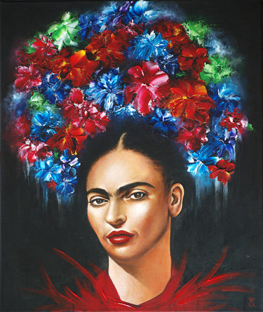 Pintura intitulada ""Frida"" por Estelle Barbet, Obras de arte originais, Acrílico