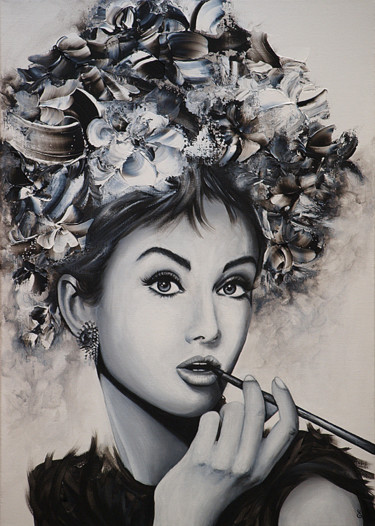 Pintura titulada ""Audrey"" por Estelle Barbet, Obra de arte original, Acrílico