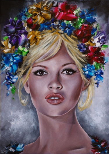 Painting titled ""Brigitte"" by Estelle Barbet, Original Artwork, Acrylic