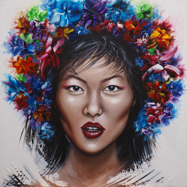 Malerei mit dem Titel ""Beautiful Liu"" von Estelle Barbet, Original-Kunstwerk, Acryl
