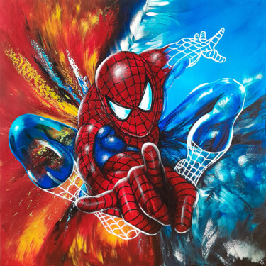 Painting titled ""Stunning Spiderman"" by Estelle Barbet, Original Artwork, Acrylic