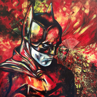 Pintura titulada ""Batman on fire"" por Estelle Barbet, Obra de arte original, Acrílico