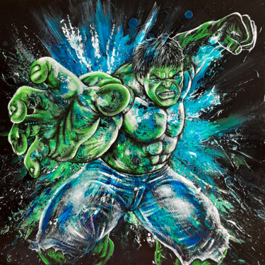 Peinture intitulée ""Angry Hulk"" par Estelle Barbet, Œuvre d'art originale, Acrylique