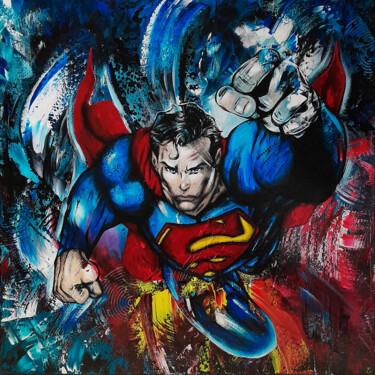 Painting titled ""Invincible Superma…" by Estelle Barbet, Original Artwork, Acrylic