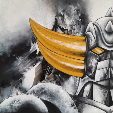 Pintura titulada ""Goldorak in gold"" por Estelle Barbet, Obra de arte original, Acrílico
