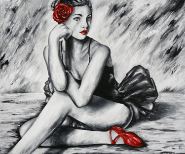Картина под названием "Danseuse songeuse" - Estelle Barbet, Подлинное произведение искусства, Масло