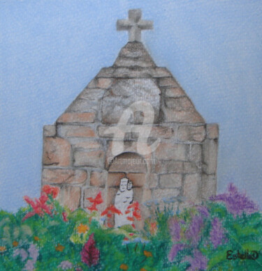 Dessin intitulée "Fontaine Notre Dame…" par Estelle D, Œuvre d'art originale, Pastel