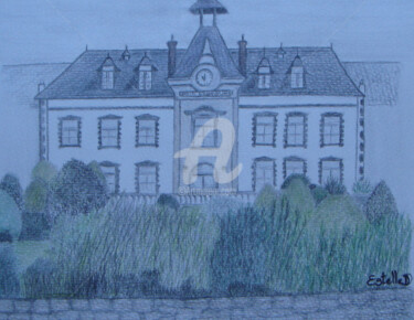 Drawing titled "Les jardins de l'hô…" by Estelle D, Original Artwork, Graphite