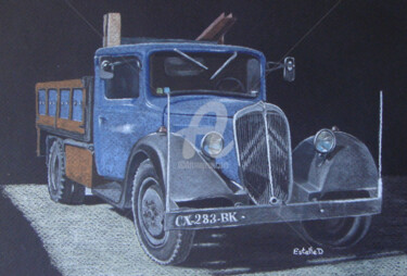Drawing titled "Le camion de Yann" by Estelle D, Original Artwork, Pastel