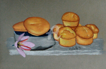 Drawing titled "Gourmandises" by Estelle D, Original Artwork, Pastel