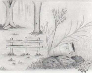 Drawing titled "Dans les jardin du…" by Estelle D, Original Artwork