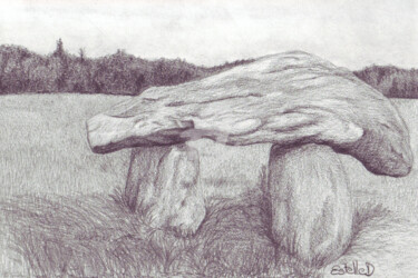 Dessin intitulée "Le dolmen champigno…" par Estelle D, Œuvre d'art originale, Graphite
