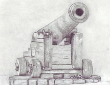 Drawing titled "le canon de Langoël…" by Estelle D, Original Artwork, Graphite