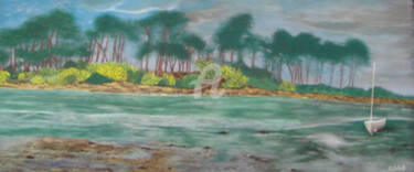 Dessin intitulée "L'île aux pins" par Estelle D, Œuvre d'art originale, Pastel