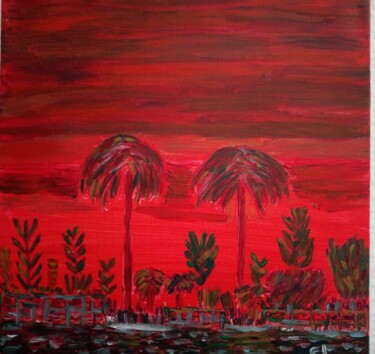 Painting titled "coucher de soleil" by Estelle.L, Original Artwork, Acrylic