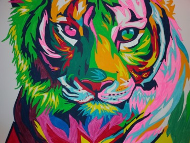 Painting titled "tigre" by Estelle Morelli, Original Artwork, Acrylic
