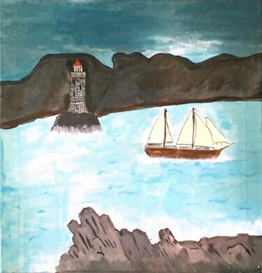 Painting titled "Mer" by Estelle Savarit, Original Artwork, Acrylic