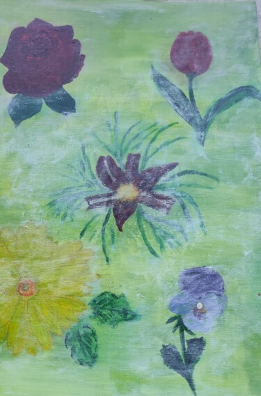 Peinture intitulée "Fleurs" par Estelle Savarit, Œuvre d'art originale, Acrylique