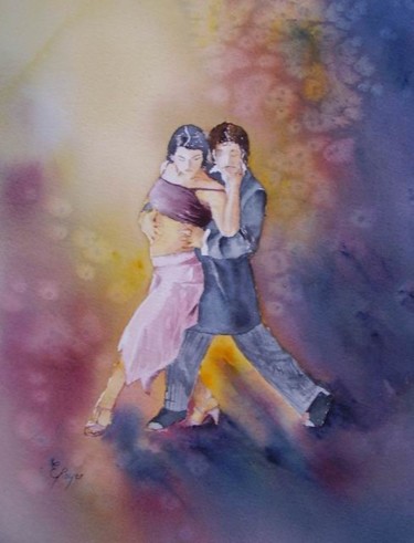 Peinture intitulée "Danseurs de Tango" par Estelle Royer, Œuvre d'art originale