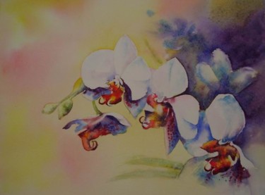 Painting titled "Orchidées" by Estelle Royer, Original Artwork