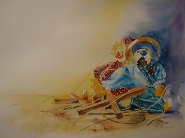 Peinture intitulée "Au fond du grenier" par Estelle Royer, Œuvre d'art originale