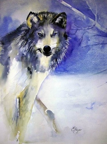 Peinture intitulée "Loup" par Estelle Royer, Œuvre d'art originale