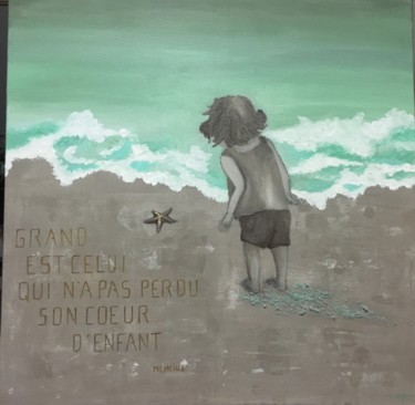 Painting titled "Regard d enfant" by Estelle Pax, Original Artwork, Acrylic