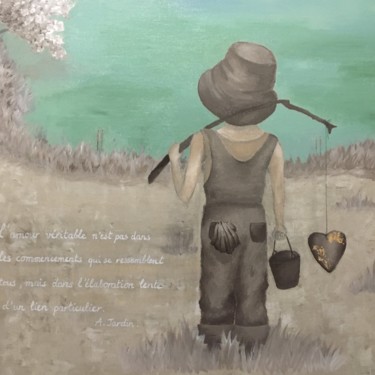 Pintura titulada "Mon coeur épris" por Estelle Pax, Obra de arte original, Acrílico