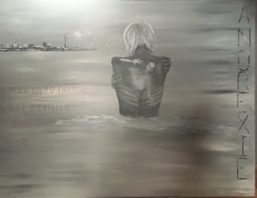 Malerei mit dem Titel "Je suis un poids" von Estelle Pax, Original-Kunstwerk, Acryl