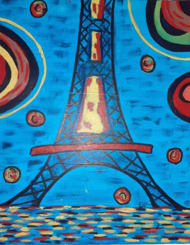 Peinture intitulée "La tour" par Estelle Paint, Œuvre d'art originale, Acrylique