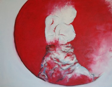 Schilderij getiteld ""Lune rouge"" door Estelle Darve, Origineel Kunstwerk, Olie