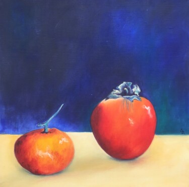 Painting titled "Nature morte à la c…" by Estelle Darve, Original Artwork, Oil Mounted on Other rigid panel