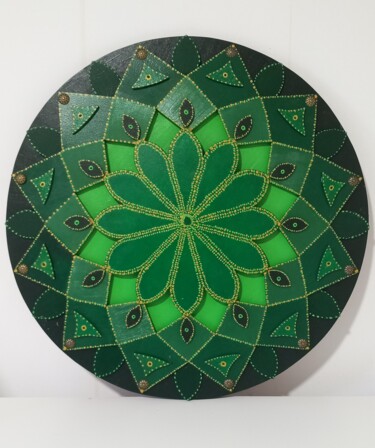 Peinture intitulée "Mandala efeito 3D" par Estevão Páixão, Œuvre d'art originale, Art de la table