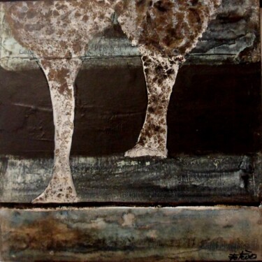 Peinture intitulée "cuivre et arbres" par Esteves De Cooman, Œuvre d'art originale, Acrylique