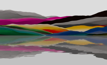 Digital Arts titled "Colorful Mountains 2" by Angel Estevez, Original Artwork, 2D Digital Work