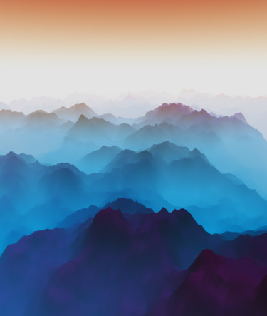 Arts numériques intitulée "Blue Mountains" par Angel Estevez, Œuvre d'art originale, Travail numérique 2D