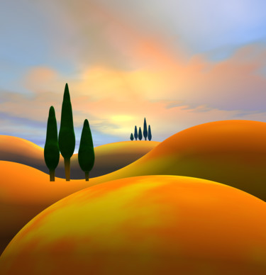 Digital Arts titled "Pines and Hills" by Angel Estevez, Original Artwork, 2D Digital Work