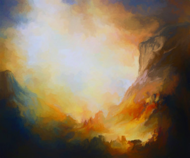 Digital Arts titled "Mountains and Peaks" by Angel Estevez, Original Artwork, Digital Painting