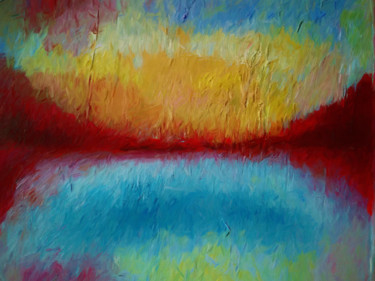 Painting titled "Red Mountains" by Angel Estevez, Original Artwork, Oil
