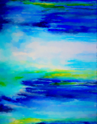 Arts numériques intitulée "Blue Landscape" par Angel Estevez, Œuvre d'art originale, Peinture numérique