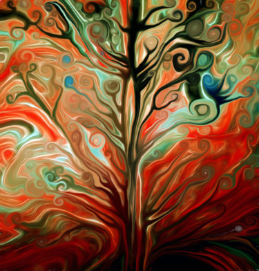 Digital Arts titled "Surreal Tree" by Angel Estevez, Original Artwork, Digital Painting