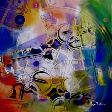 Digital Arts titled "Creator mind machine" by Angel Estevez, Original Artwork, Digital Painting