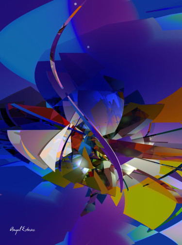 Digitale Kunst getiteld "Revolving fragments" door Angel Estevez, Origineel Kunstwerk, 3D-modellering