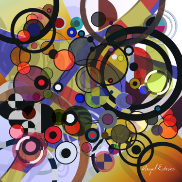 Digital Arts titled "Circles" by Angel Estevez, Original Artwork, Digital Painting
