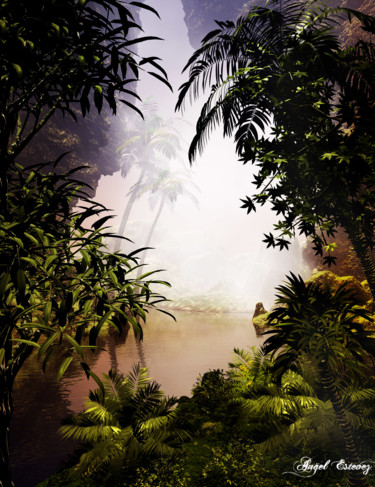 Digital Arts titled "Tropical view" by Angel Estevez, Original Artwork, 3D Modeling