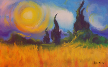 Digital Arts titled "Blazing fields" by Angel Estevez, Original Artwork, Digital Painting