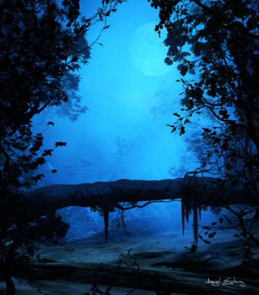 Digital Arts titled "Blue surroundings" by Angel Estevez, Original Artwork, 3D Modeling