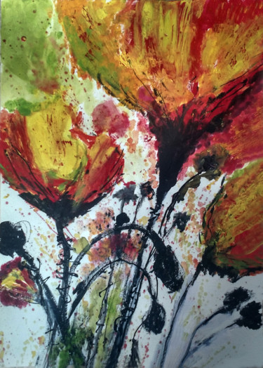Картина под названием "Flores do campo" - Angel Estevez, Подлинное произведение искусства, Акрил
