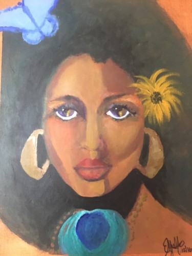 Painting titled "Soul Sistah" by Esther A Yulfo, Original Artwork, Acrylic